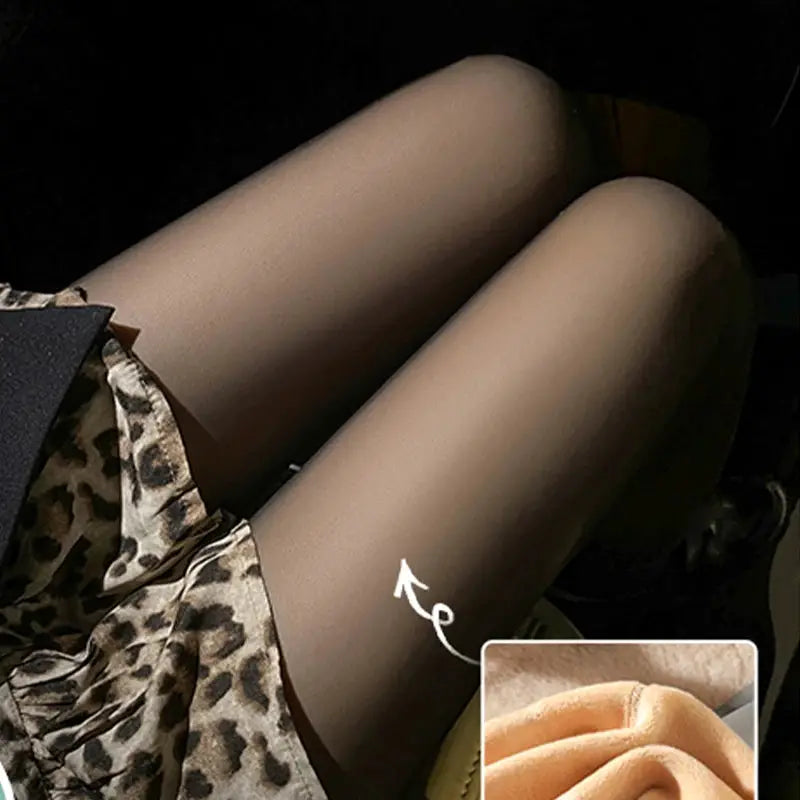 Fleece thermal leggings Simples Market; nude sheer, high‑waist pantyhose with warm lining
