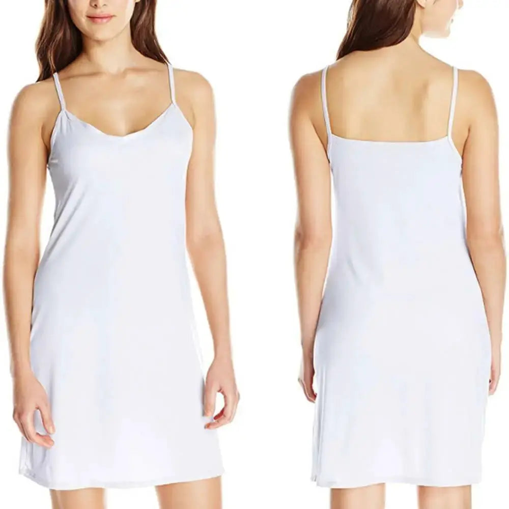 Plus Size Ice Silk Full Slip Dress Seamless Sleeveless Lightweight Underskirt Breathable Summer Wear