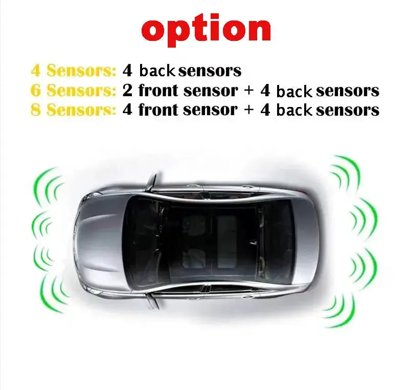 Parking sensor kit by Simples Market, 12V flat-probe, 4 sensors with buzzer for reversing radar