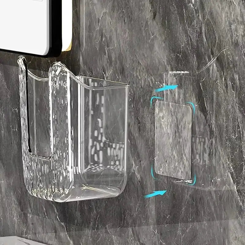 Tissue box for bathroom, Simples Market, clear plastic wall-mounted wet tissue storage with large opening