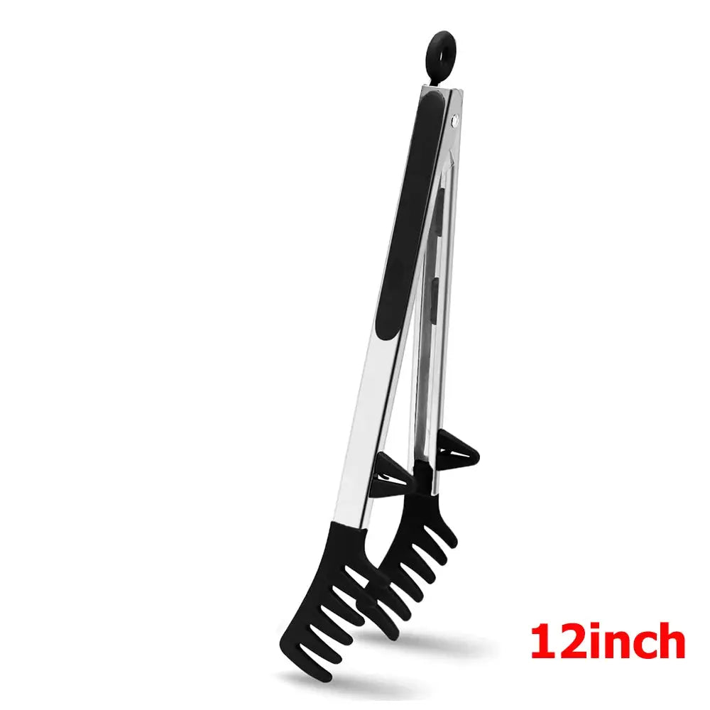 LMETJMA Silicone Kitchen Tongs Nonstick Heat Resistant for BBQ Salad Pasta Steak Noodles JT302