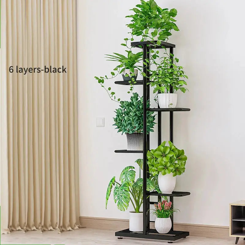 Cordlal Shining Iron Plant Stand Six to Eight Layers Flower Pot Rack Organizer for Home Garden Decor