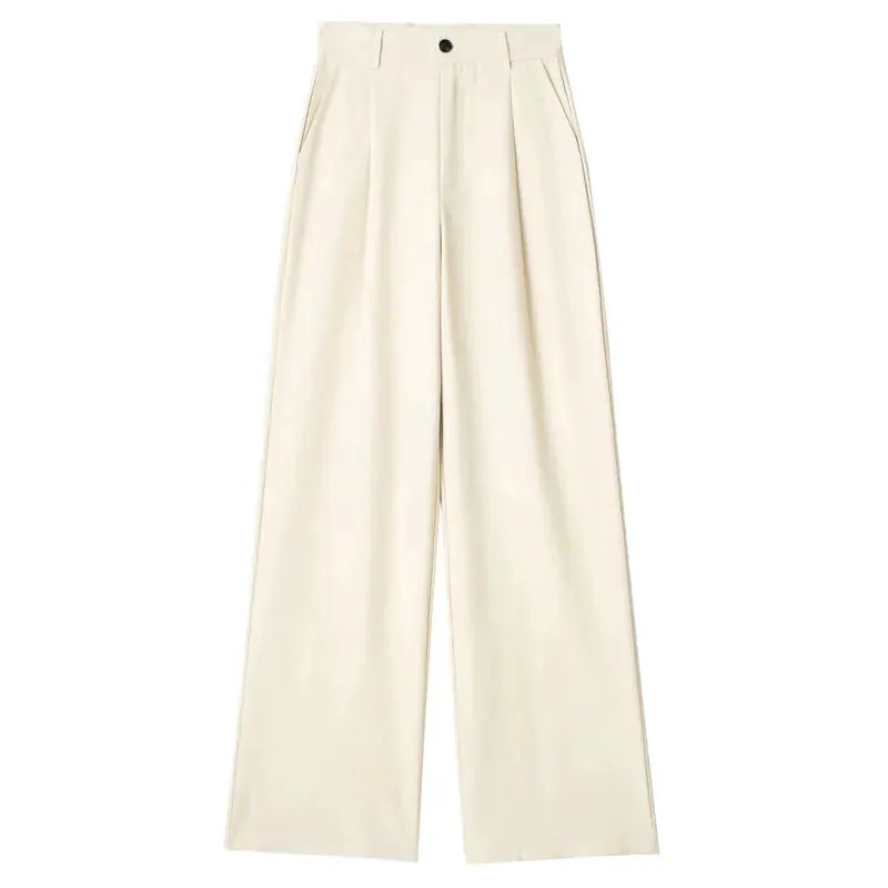 HXAO Women's Striped Grey and Black Wide Leg Formal Pants High Waist Baggy Trousers for Office