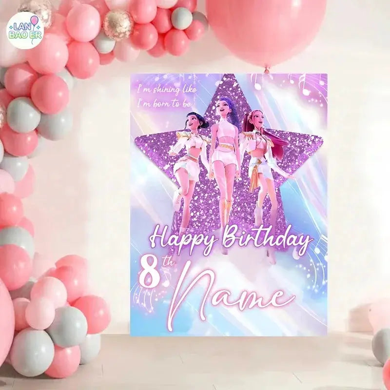 Custom Happy Birthday Backdrop Personalized Vinyl Background With Balloons For Photo Booth And Wall Decor