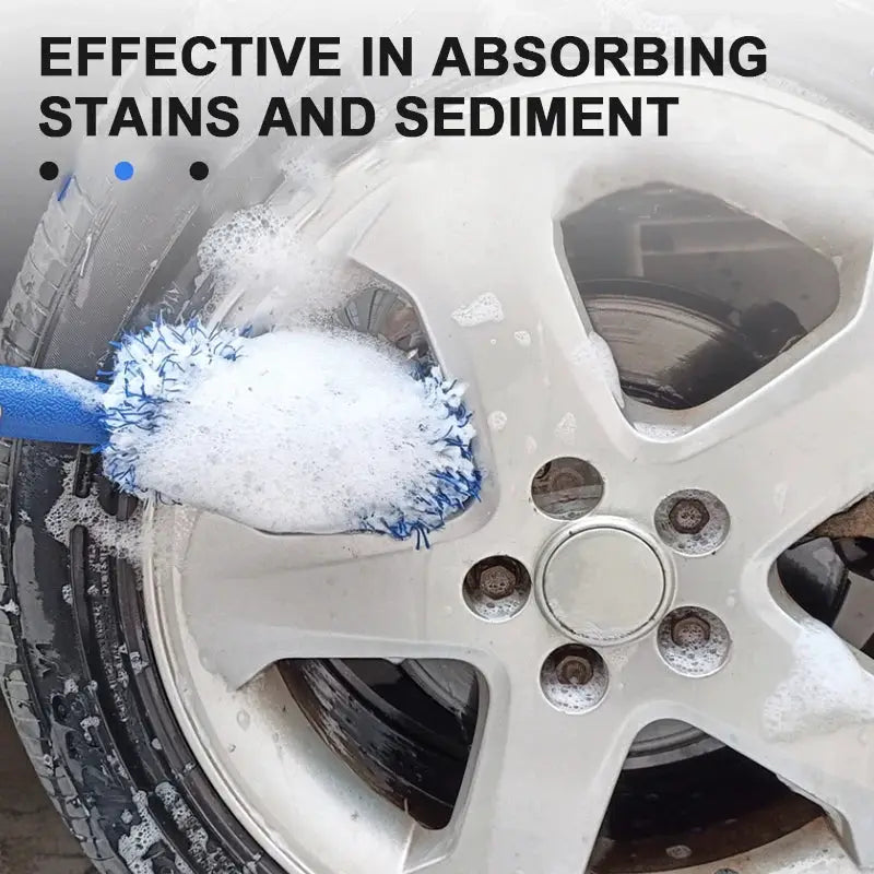 Seametal Portable Plush Car Wheel Hub Brush For Tires And Rims Gentle Microfiber Dirt Removal Tool