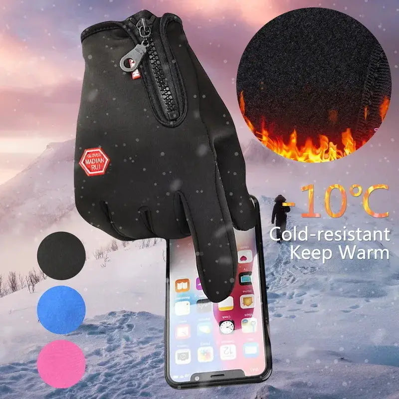 Winter Warm Cycling Gloves Waterproof Full Finger Touchscreen For Outdoor Riding And Skiing