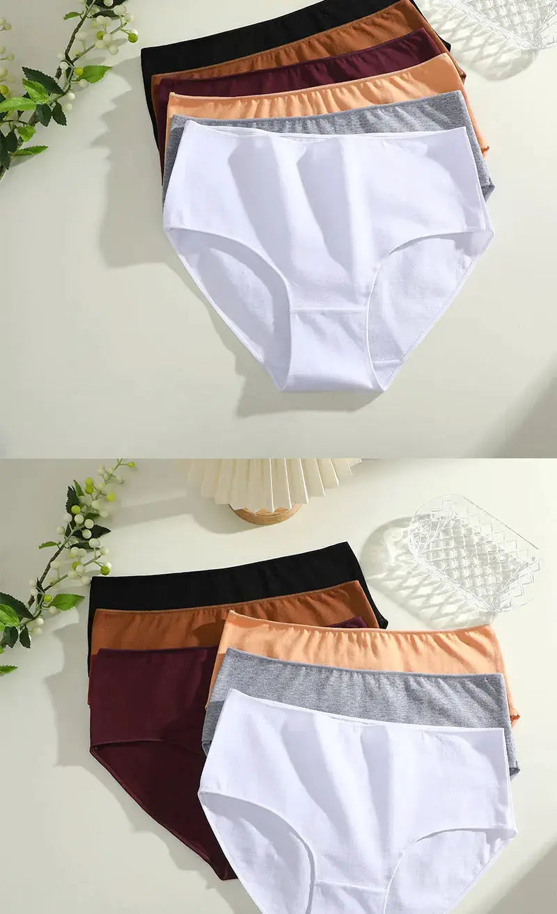 4-pack high-waist cotton panties by Simples Market; seamless, breathable plus-size S-2XL in assorted colors.