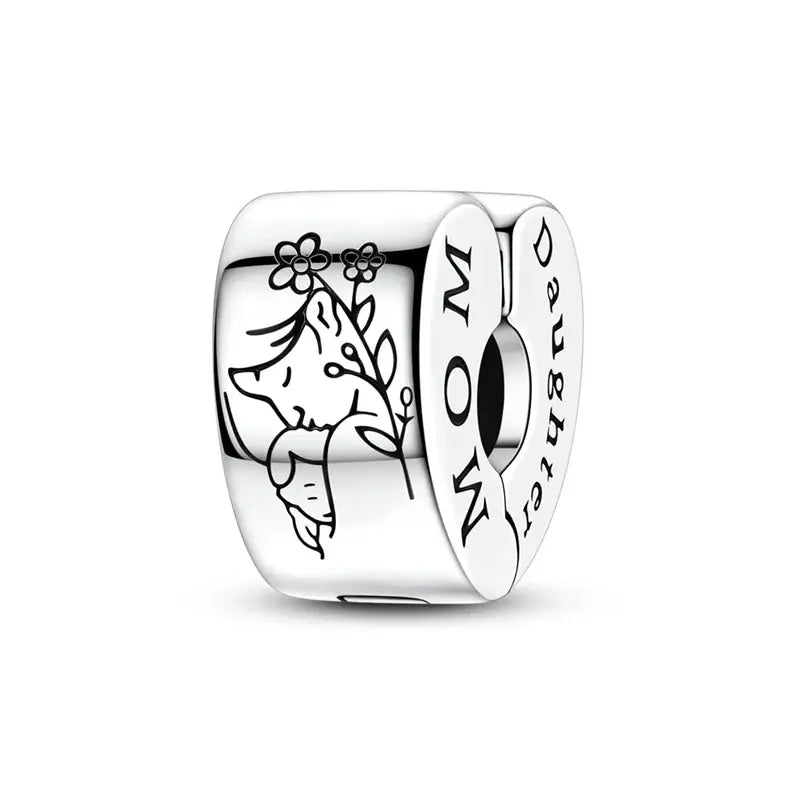 Mother's Day 925 Sterling Silver Heart Charms Beads Dangle For Bracelets Love Mom Jewelry Gift