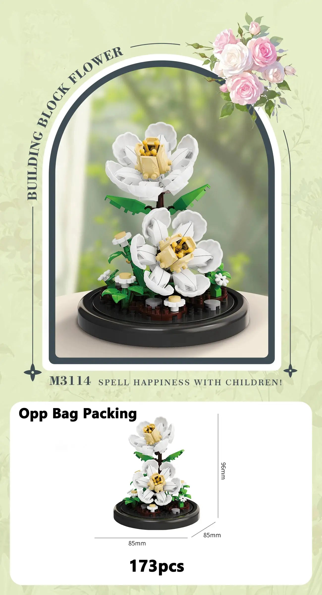 Eternal Flower Bouquet Bonsai Potted Plant Micro Building Blocks Model Decor Puzzle Toys Kids Birthday Christmas Gifts
