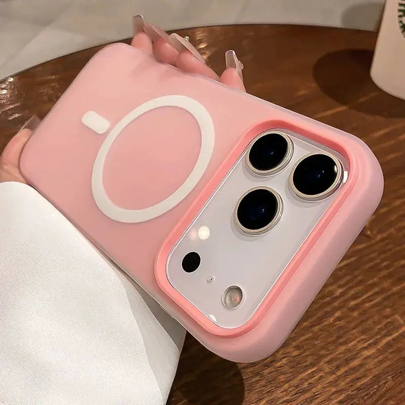 Simples Market pink liquid silicone MagSafe bumper case for iPhone 17 Pro Max, 2-in-1 shockproof design