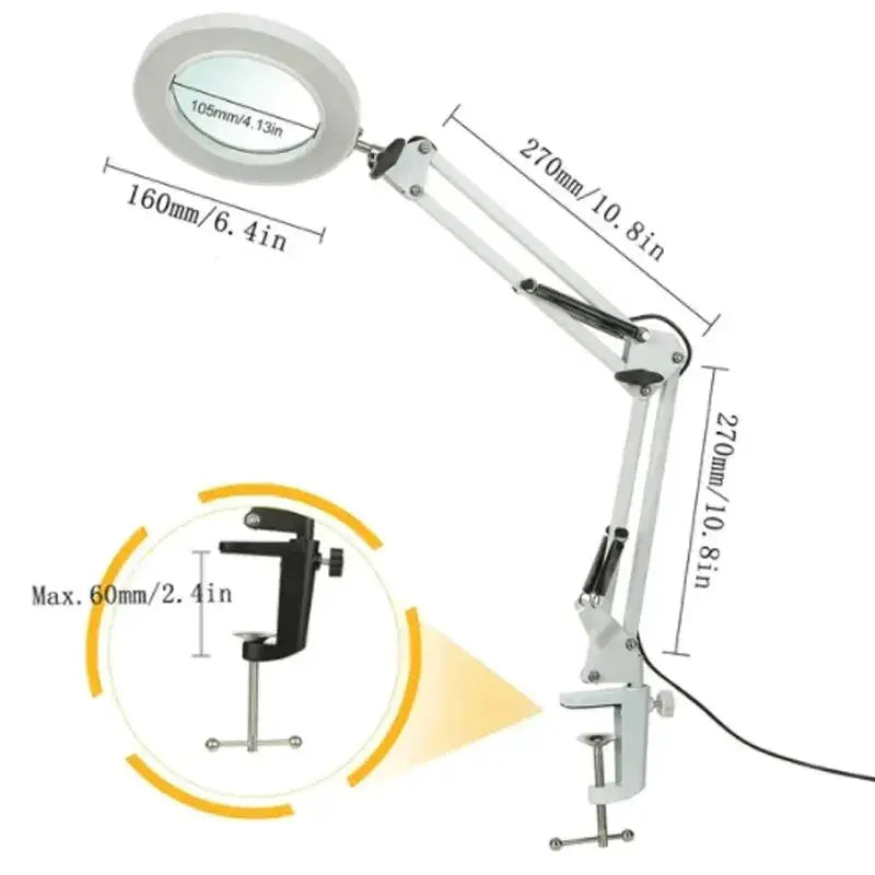 72 LED Illuminated Magnifier 8X 10X Magnification USB Desk Lamp With 3 LEDs For Soldering Repair Crafting And Beauty