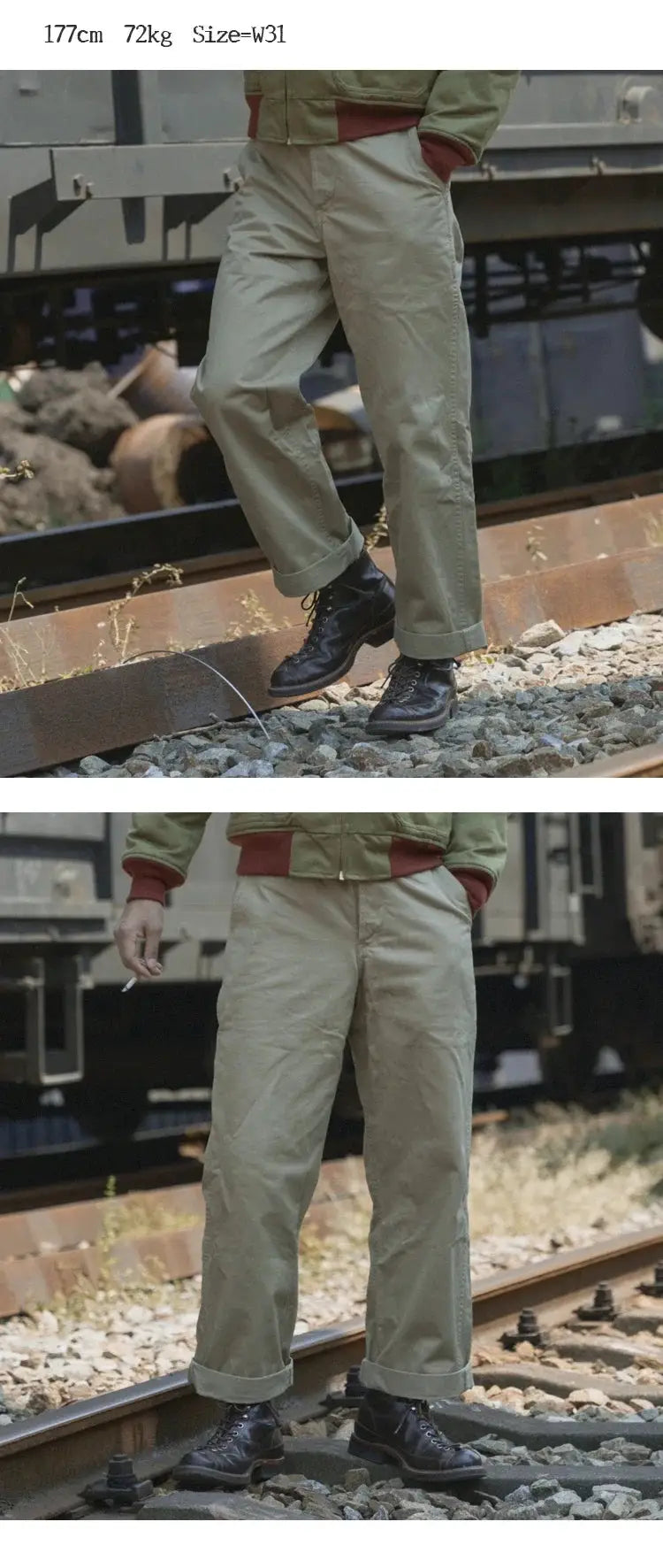 Rugged Bronson Army Chino Trousers in khaki, 1942 pattern military-style casual pants by Simples Market