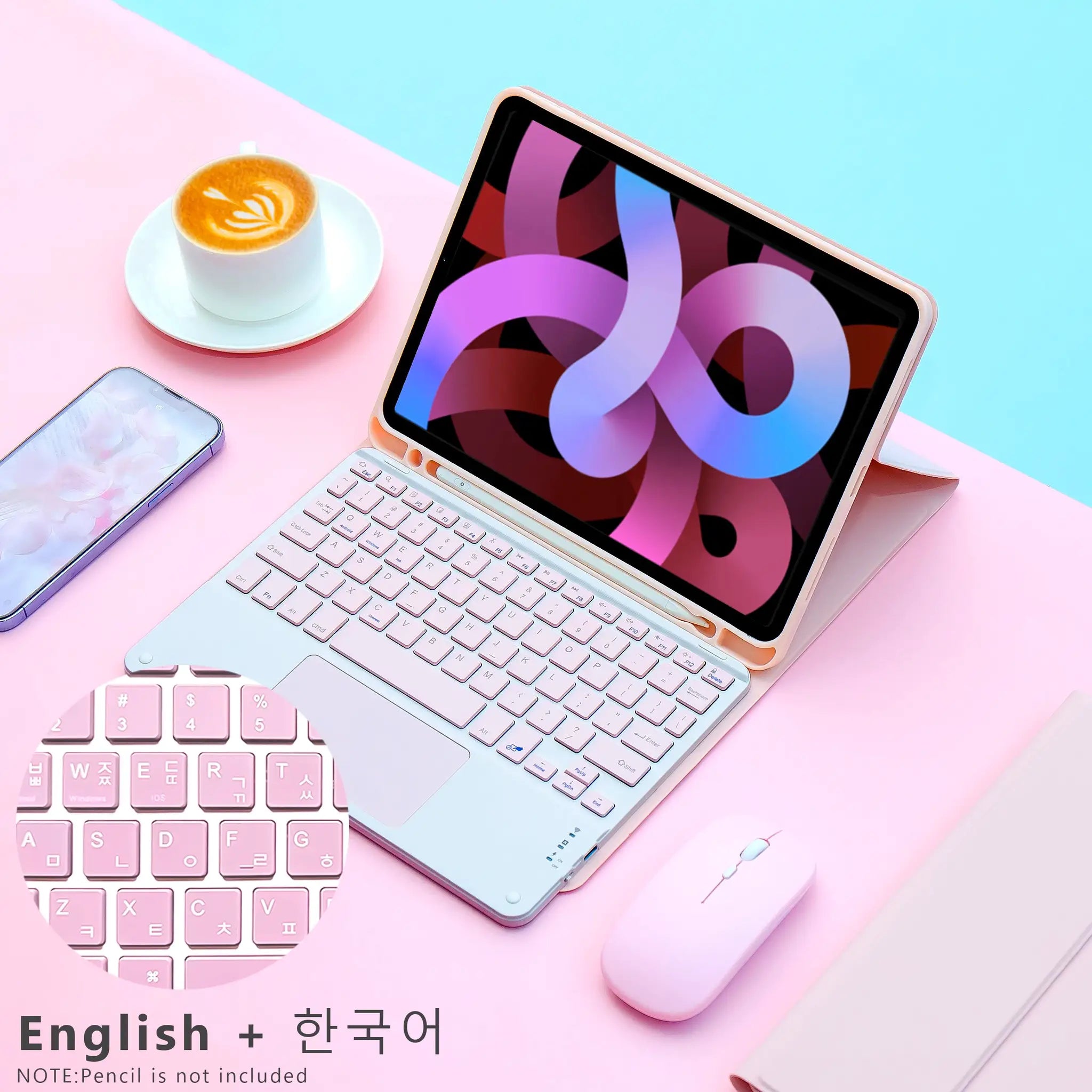 Magic Keyboard With Wireless Mouse Case For iPad 9th Gen 10.2 7th 8th Pro 11 Air M3 M4 All In One
