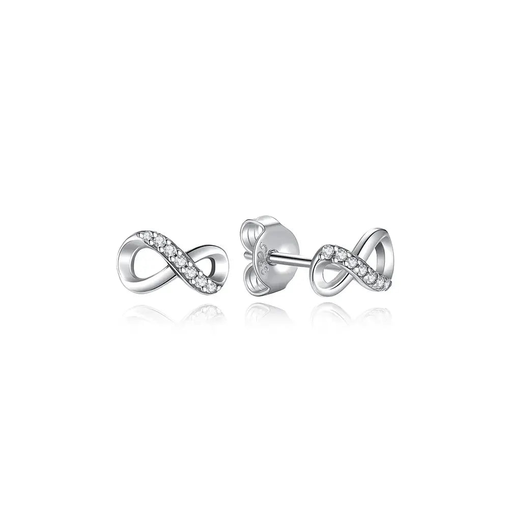 925 Sterling Silver Stud Hoop Earrings For Women Crystal Zircon Rose Gold Crown Heart Infinity Bee Design Jewelry