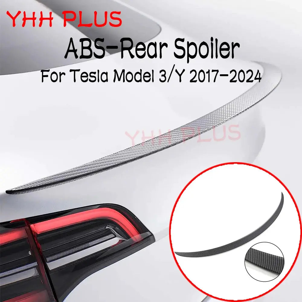 Simples Market ABS rear spoiler in carbon fiber finish for Tesla Model 3/Y (2017–2024)