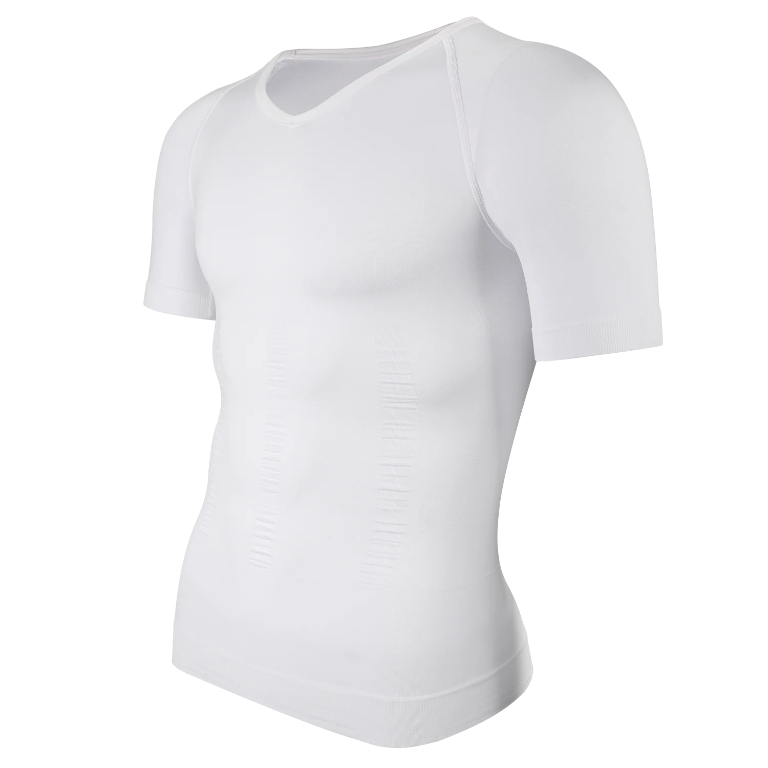 Simples Market men's white V-neck short-sleeve compression T-shirt with tummy-control shapewear