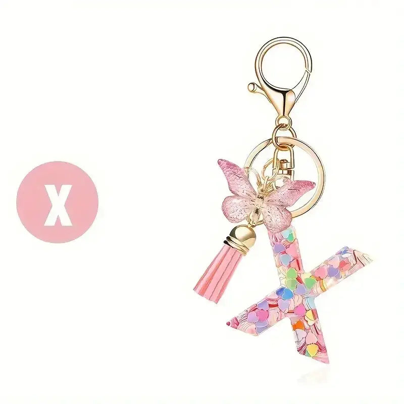 Customizable A To Z Letter Keychain With Resin Pendant Metal Holder Lobster Clasp For Keys Bags And Cars