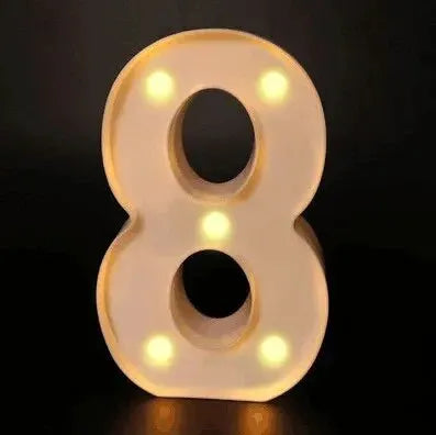 Number lamp 8-shaped with warm white LED bulbs, Simples Market