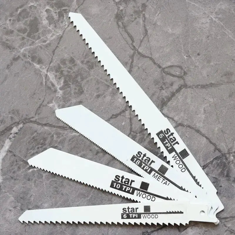 Reciprocating Saw Blade Universal for Woodworking and Metal High Speed Carbon Steel Coarse and Fine Teeth 4 Pack