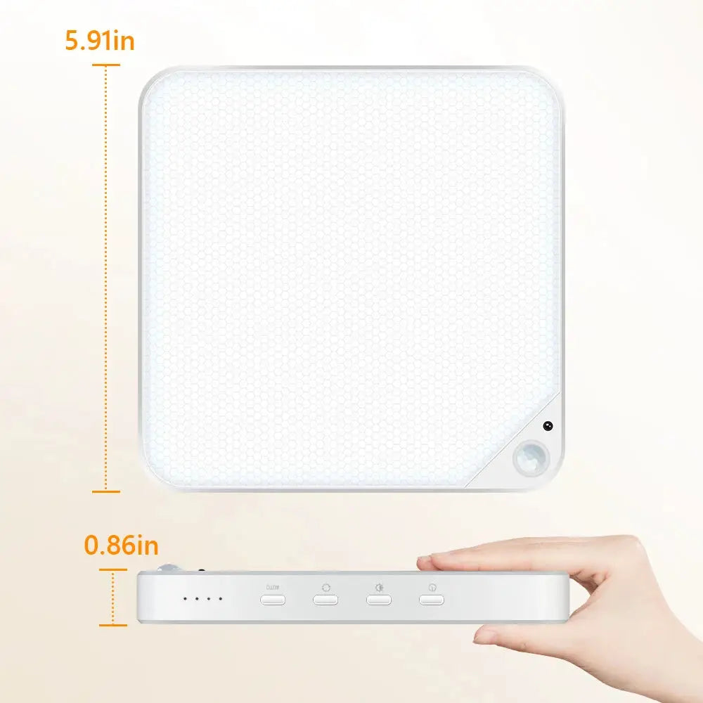 WILLED 8W rechargeable motion-sensor ceiling light with remote; white square magnetic LED panel by Simples Market.