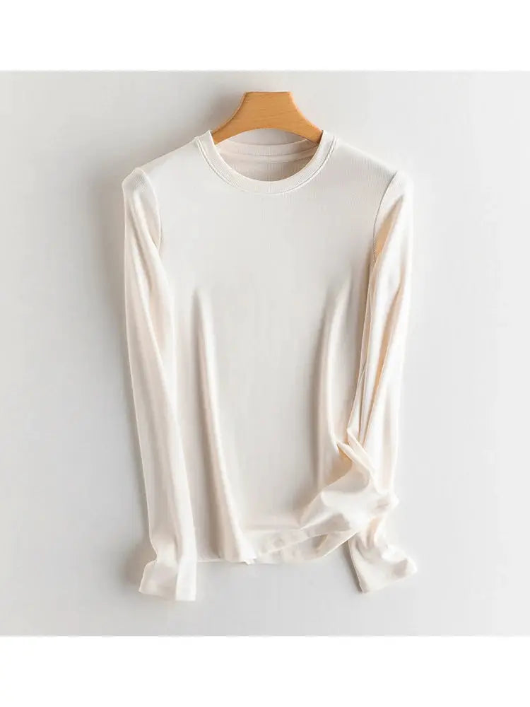 SuyaDream Women Silk Viscose Thermal Base Layer Top With Turtleneck For Warmth And Style
