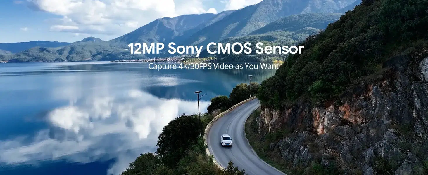 Potensic drone under 249g with GPS auto return; scenic lakeside mountain road landscape
