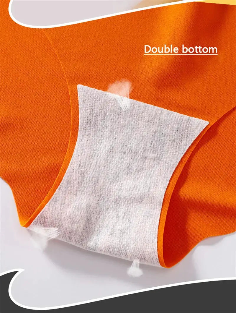 Simples Market Ice Silk seamless panties 4-piece set in orange with white inner panel