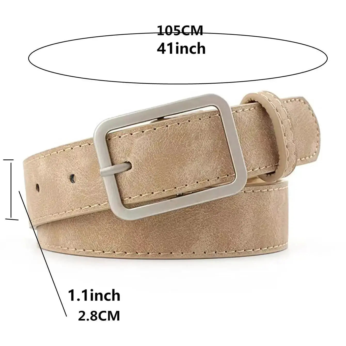 Summer Trend Retro Frosted Belt With Silver Square Buckle For Women Versatile Fashion Accessory