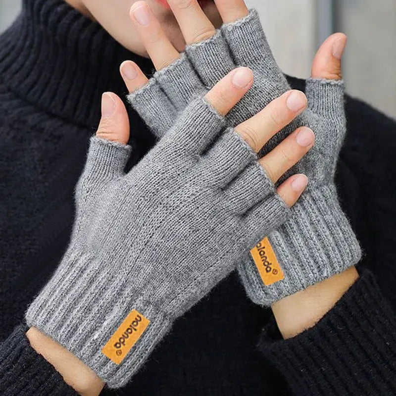 Fashion Winter Autumn Knitted Fingerless Gloves for Men and Women Warm Plush Touchscreen Outdoor Sports