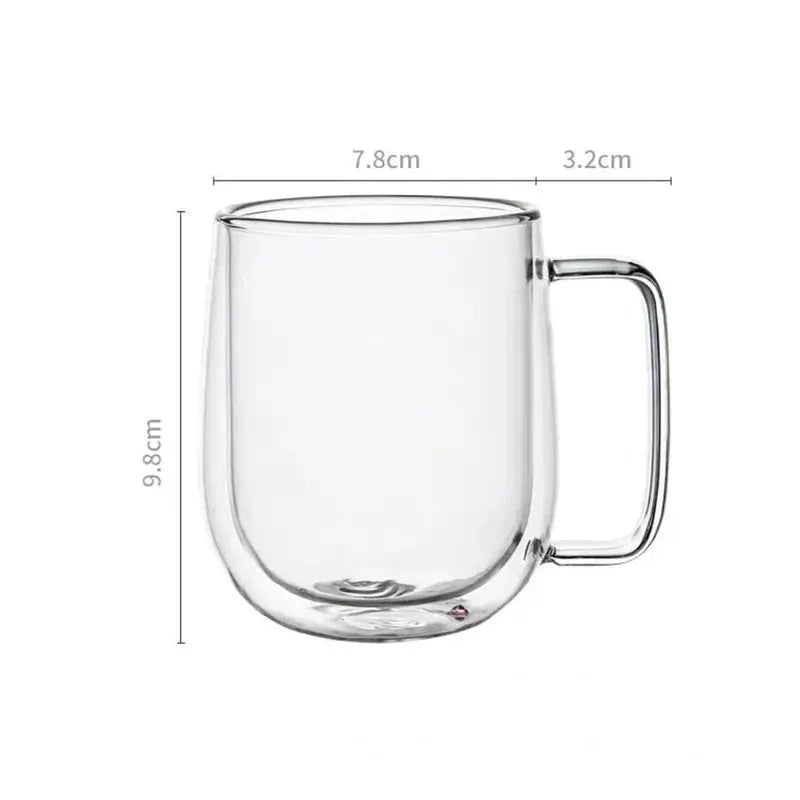 150-350ml Double Wall Borosilicate Glass Mug With Handle Coffee Cup