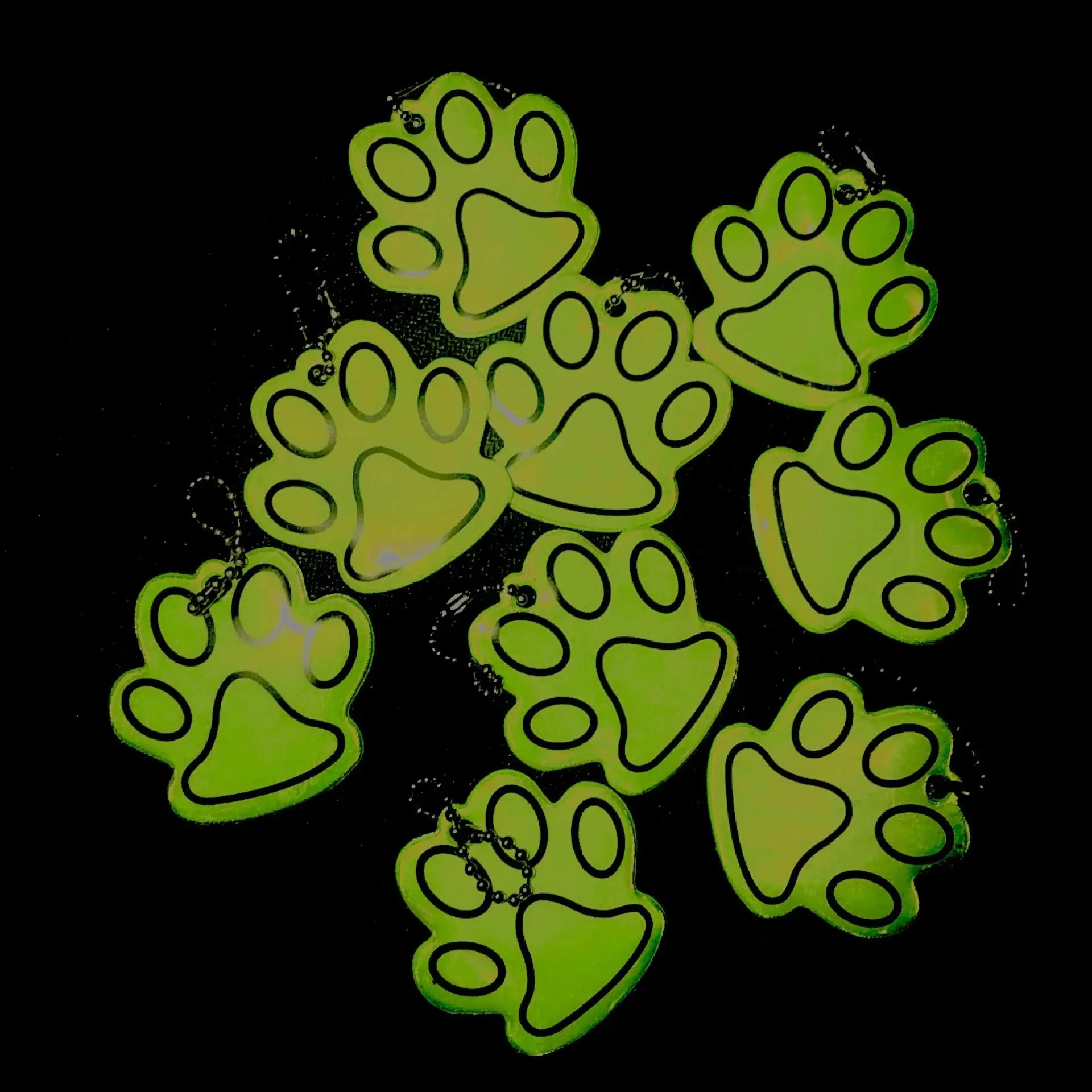 10 Pack Cute Cat Paw Reflective Keychains For Night Safety Double Sided Backpack Accessories Kid And Pet Pendant Gifts