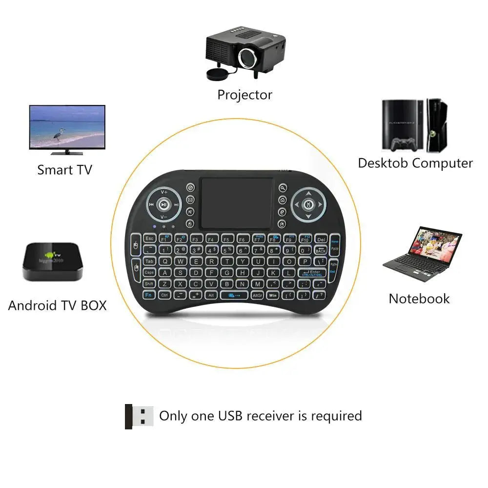 Backlit Mini Wireless Keyboard With Touchpad N RGB For PC TV Box Multi Language Spanish French Azerty Russian Portuguese