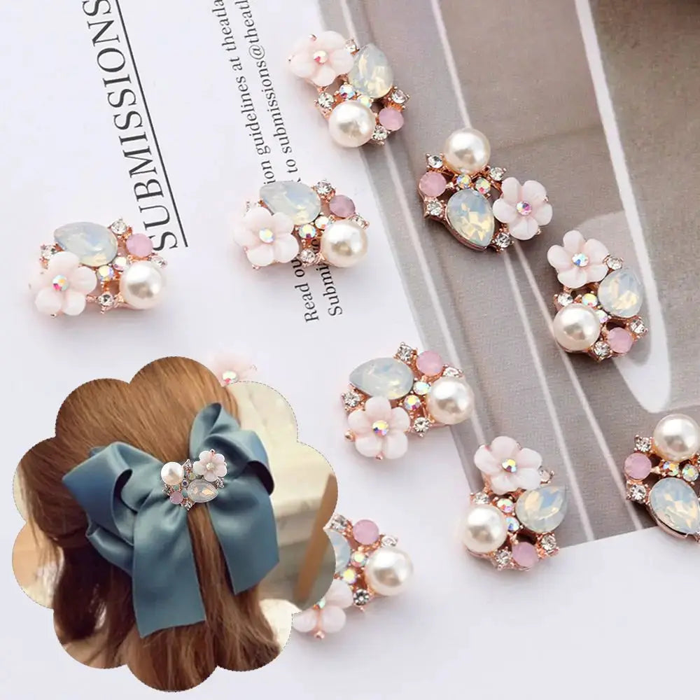 Ten Piece Exquisite Garment Buckle Flower Rhinestone Pearl Buttons for DIY Craft Sewing Accessories Apparel Decoration