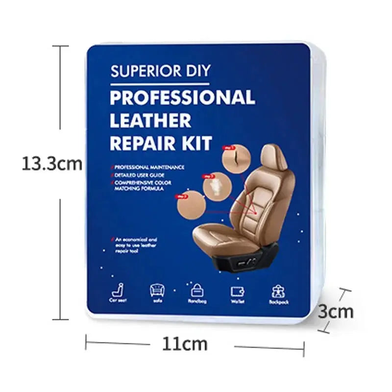 Simples Market Professional Leather Repair Kit box, blue plastic case for car seat leather restoration