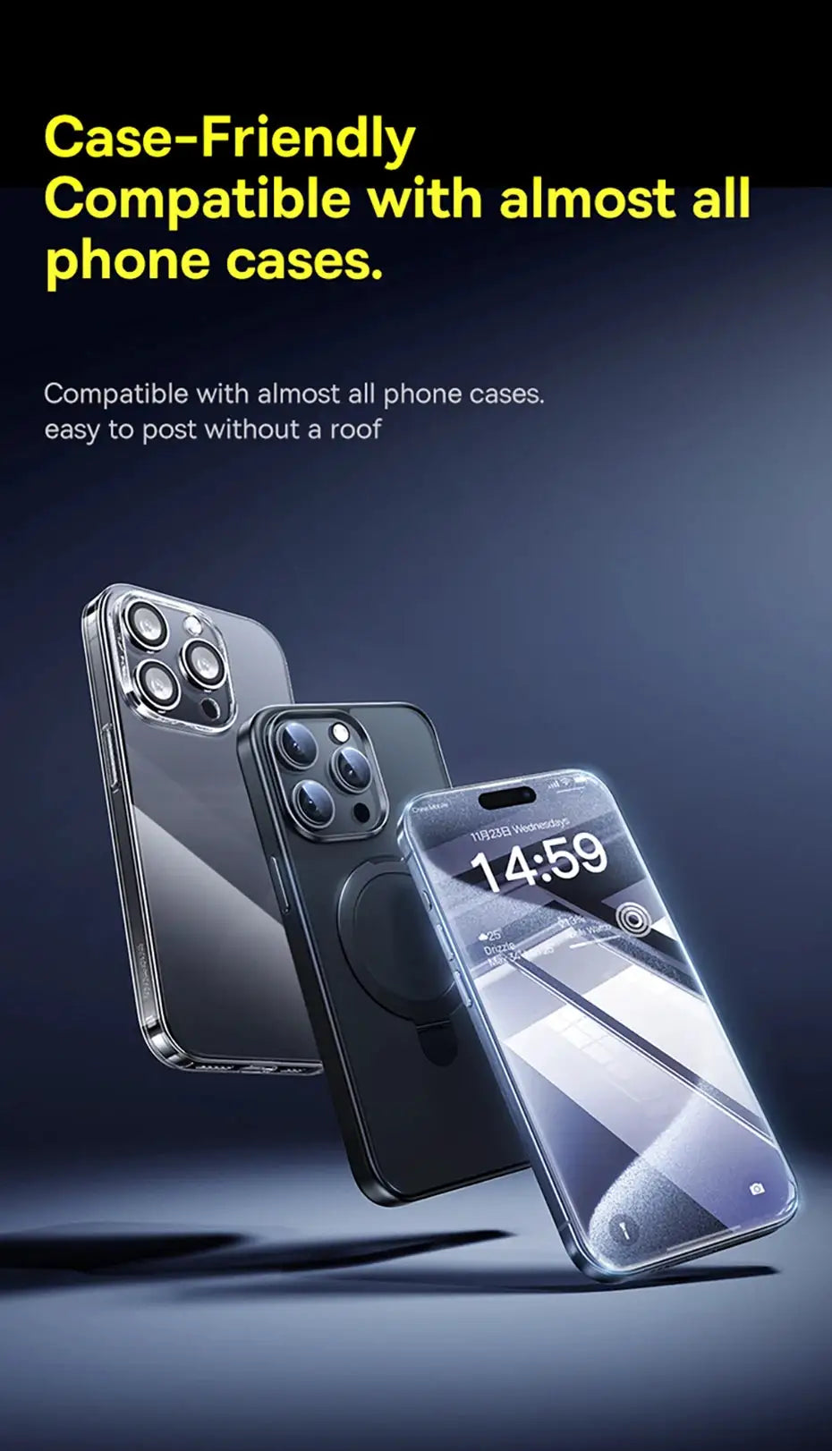 Baseus Tempered Glass Screen Protector for iPhone Pro Max, clear edge anti-peeping film, fits most cases.