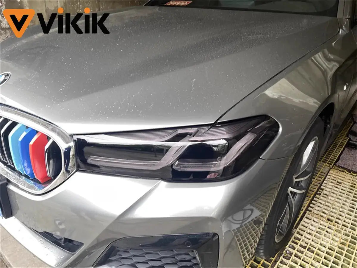 Transparent PVC headlight/taillight wrap film for cars and motorcycles; Simples Market, VIKIK logo visible.