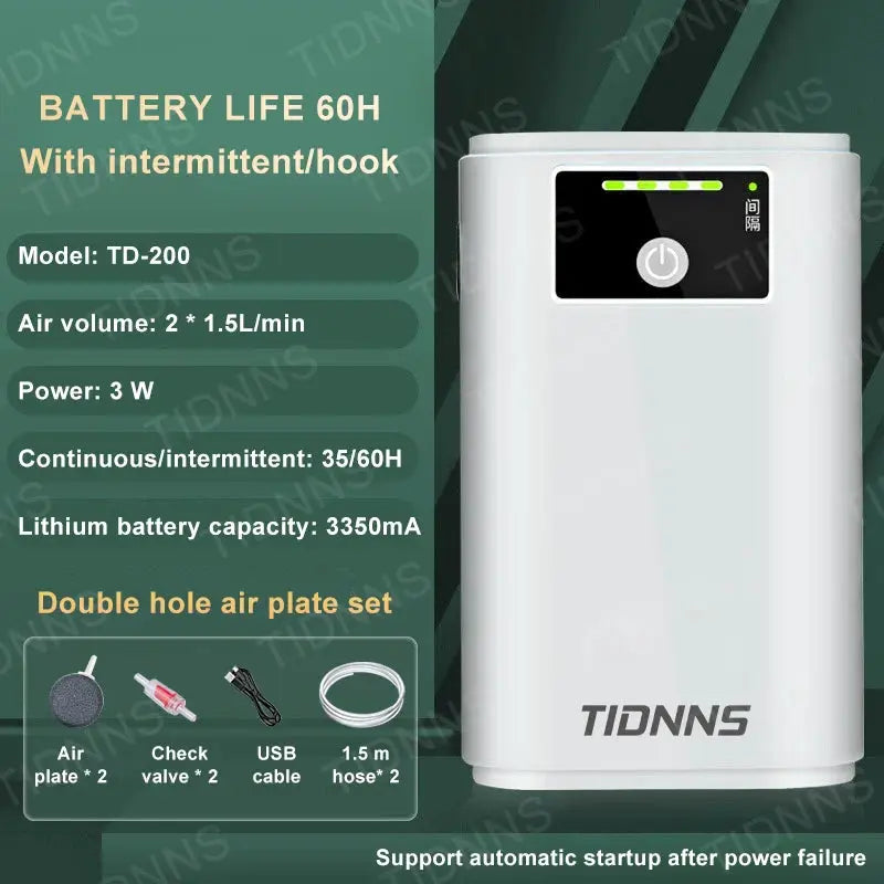 Rechargeable Aquarium Oxygen Air Pump USB Lithium Battery 6000mAh Portable Dual Use For Household And Outdoor Fishing