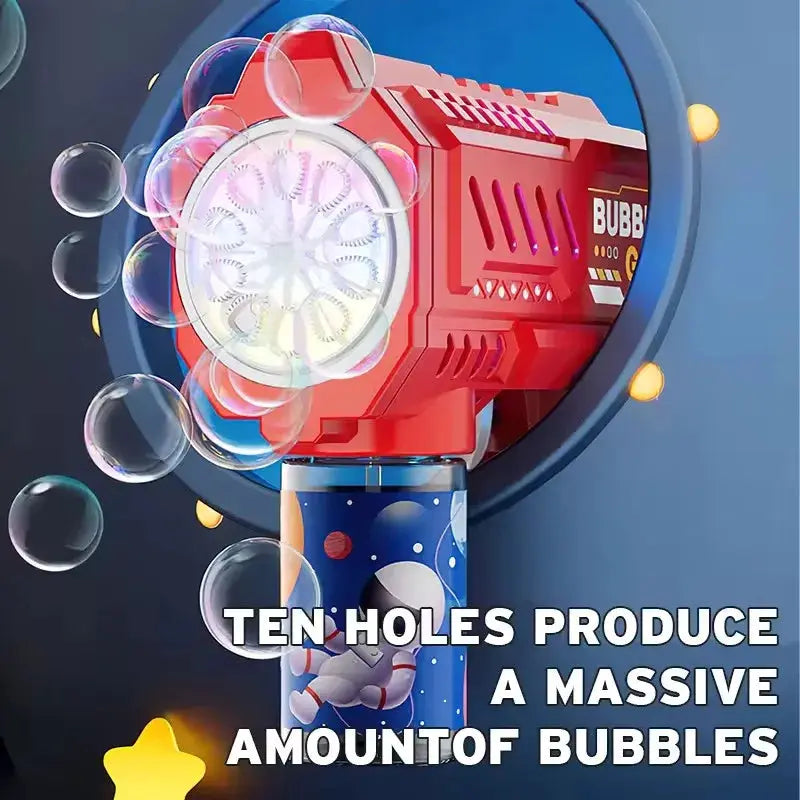 Fully Automatic Bubble Gun Rocket Blower for Kids with Bubble Liquid Endless Outdoor Bubbles Toy Gift