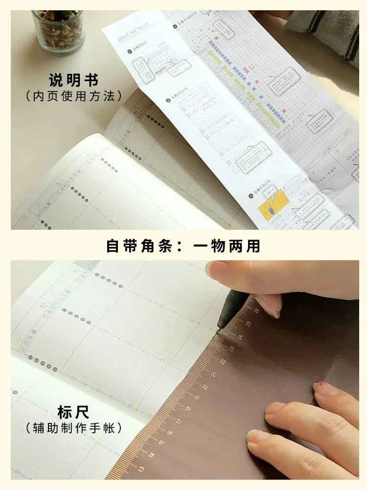 Kinbor weekly planner notebook undated agenda with daily and monthly pages, portable diary by Simples Market; built-in ruler.