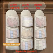White mesh hanging storage bags, 3-pack for underwear and socks in wardrobe organizers