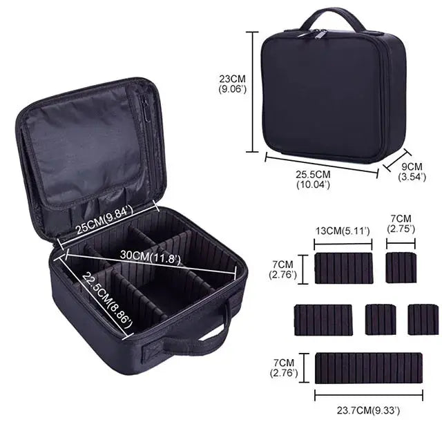 GlamGuard Professional Travel Makeup Case Waterproof Oxford Fabric Organizer For Brushes And Cosmetics
