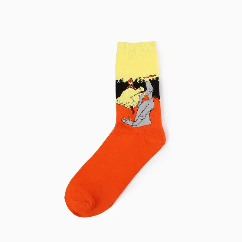 Van Gogh Mural Inspired Retro Men Socks 1 Pair Autumn Winter World Famous Oil Painting Series Funny Socks