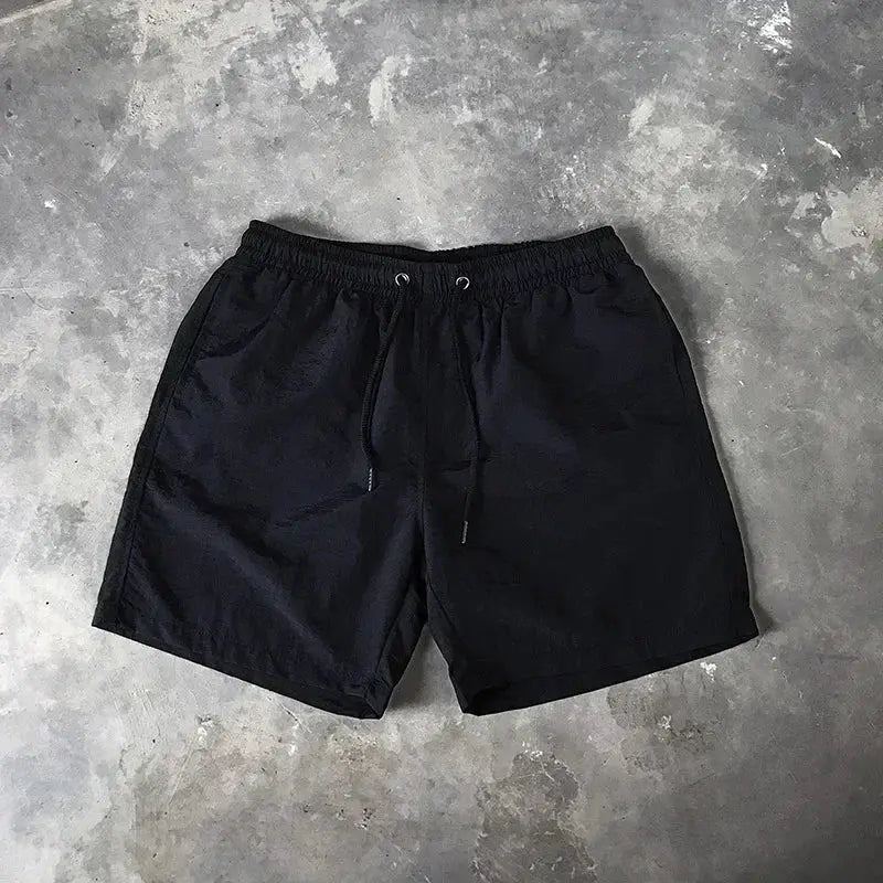 Simples Market men's black swim shorts with drawstring and elastic waistband, M-5XL.