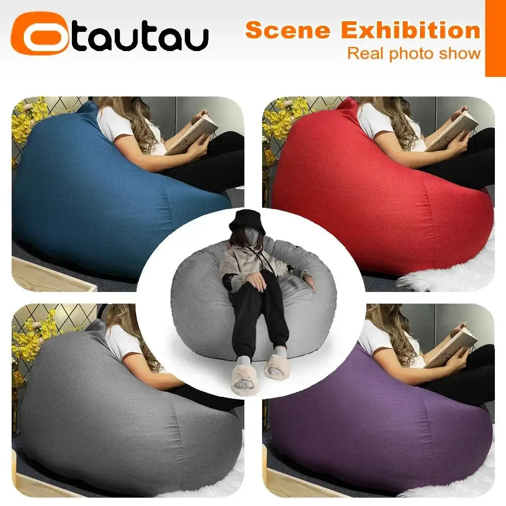 OTAUTAU 70cm bean bag sofa with filler; cotton-linen cover in assorted colors from Simples Market