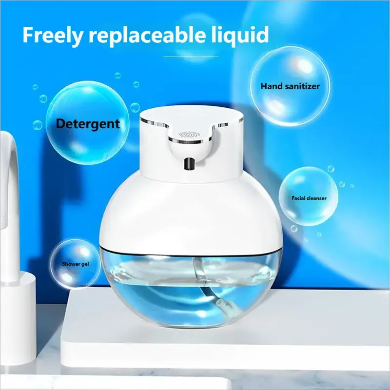 Homefish automatic wall-mounted soap dispenser by Simples Market, white unit with clear bottom reservoir, large-capacity.