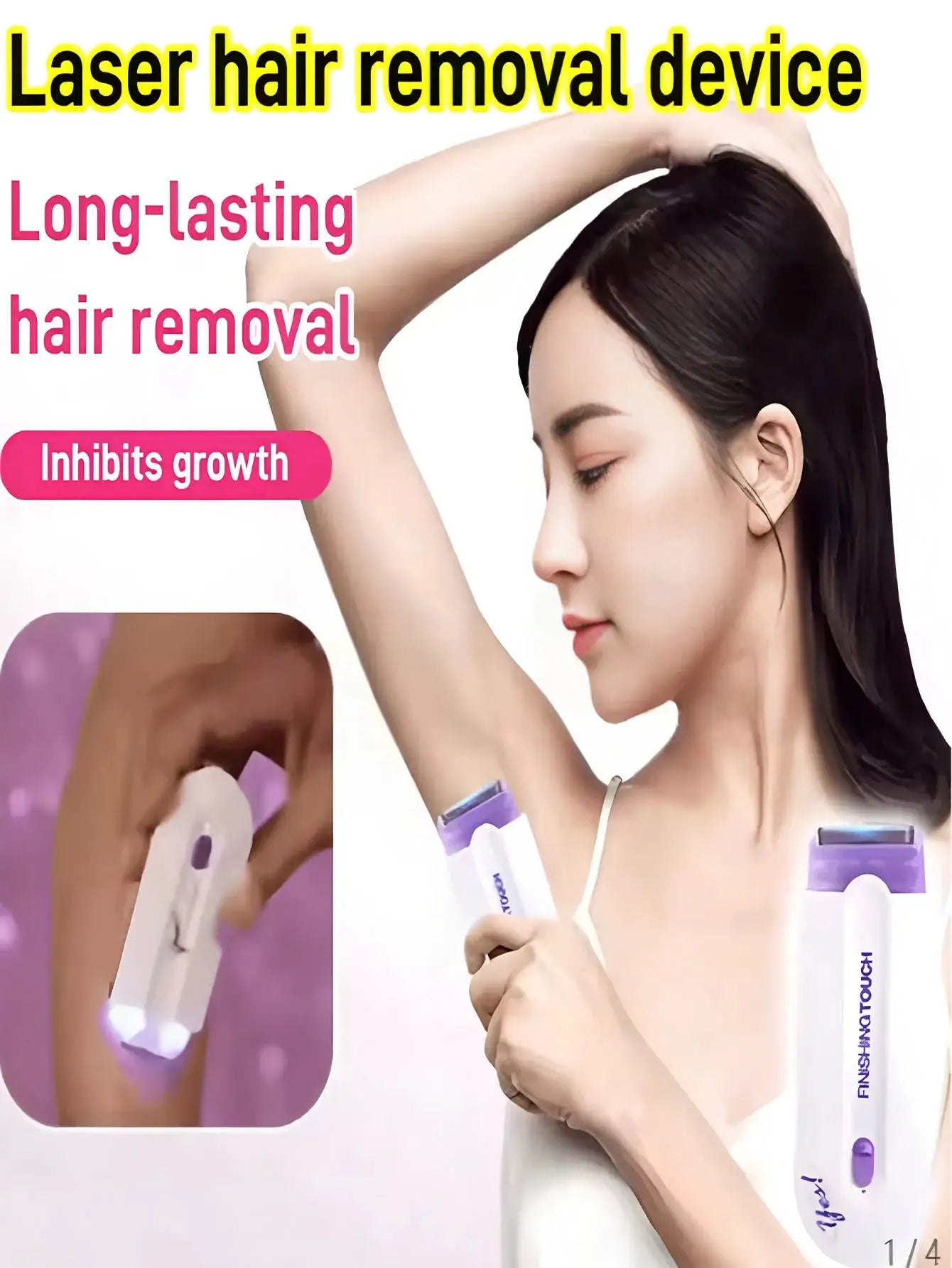 Simples Market electric laser hair removal device; white and purple handheld shaver for face and body
