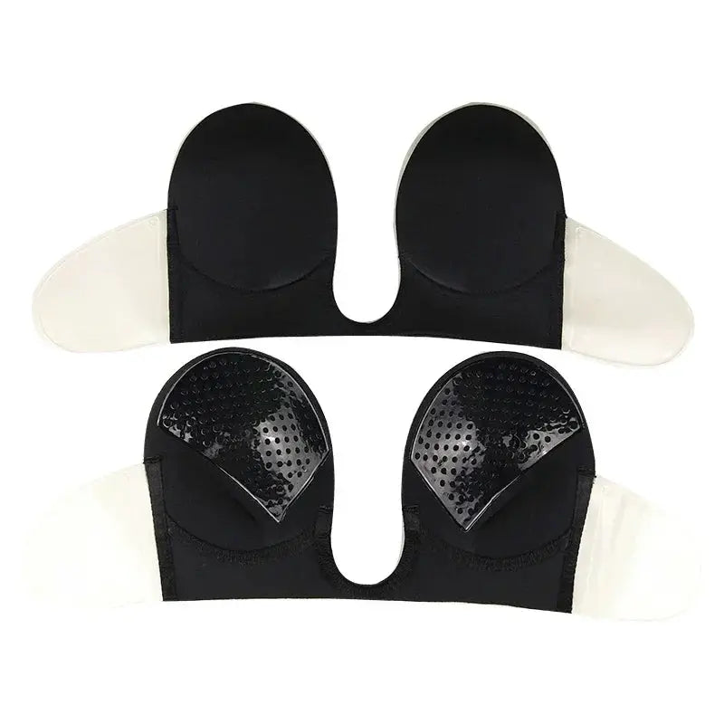 Simples Market strapless invisible push-up bra with self-adhesive silicone cups, black with beige side wings (2-piece)