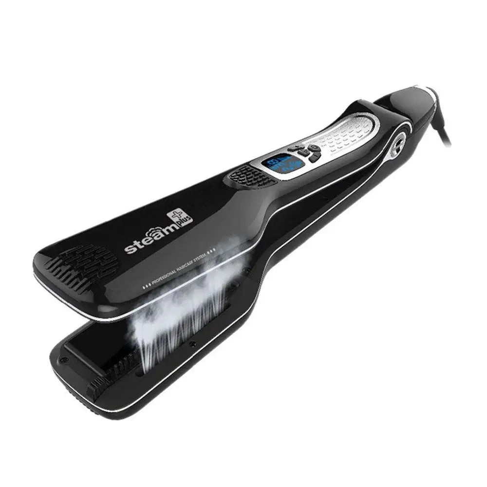 SteamPlus professional steam hair straightener, black with ceramic tourmaline plates