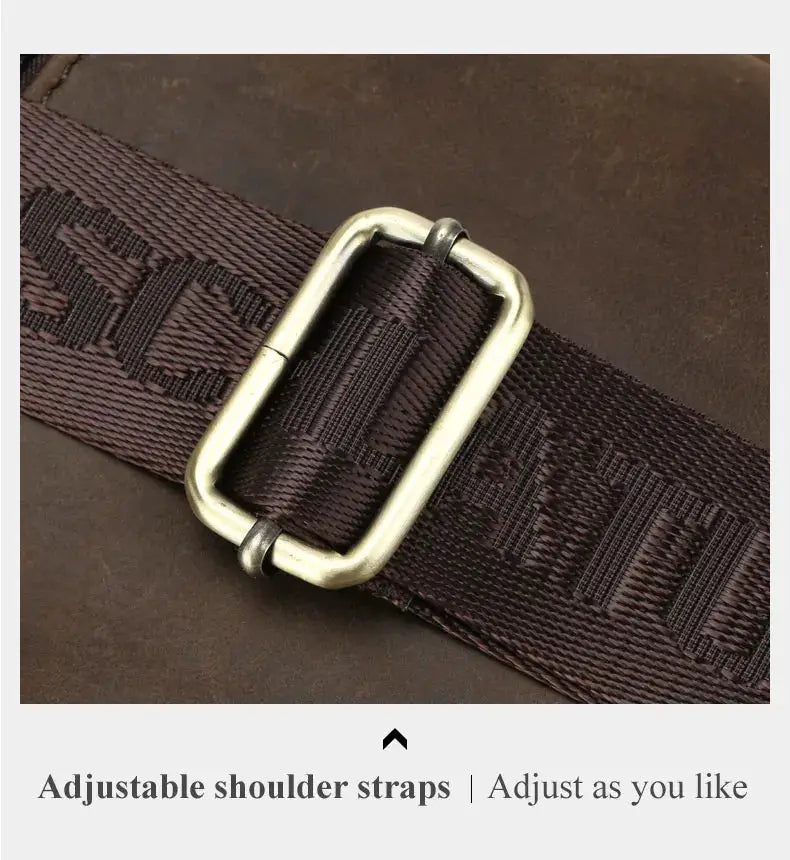 Schlatum adjustable brown webbing chest bag strap with brass rectangle buckle
