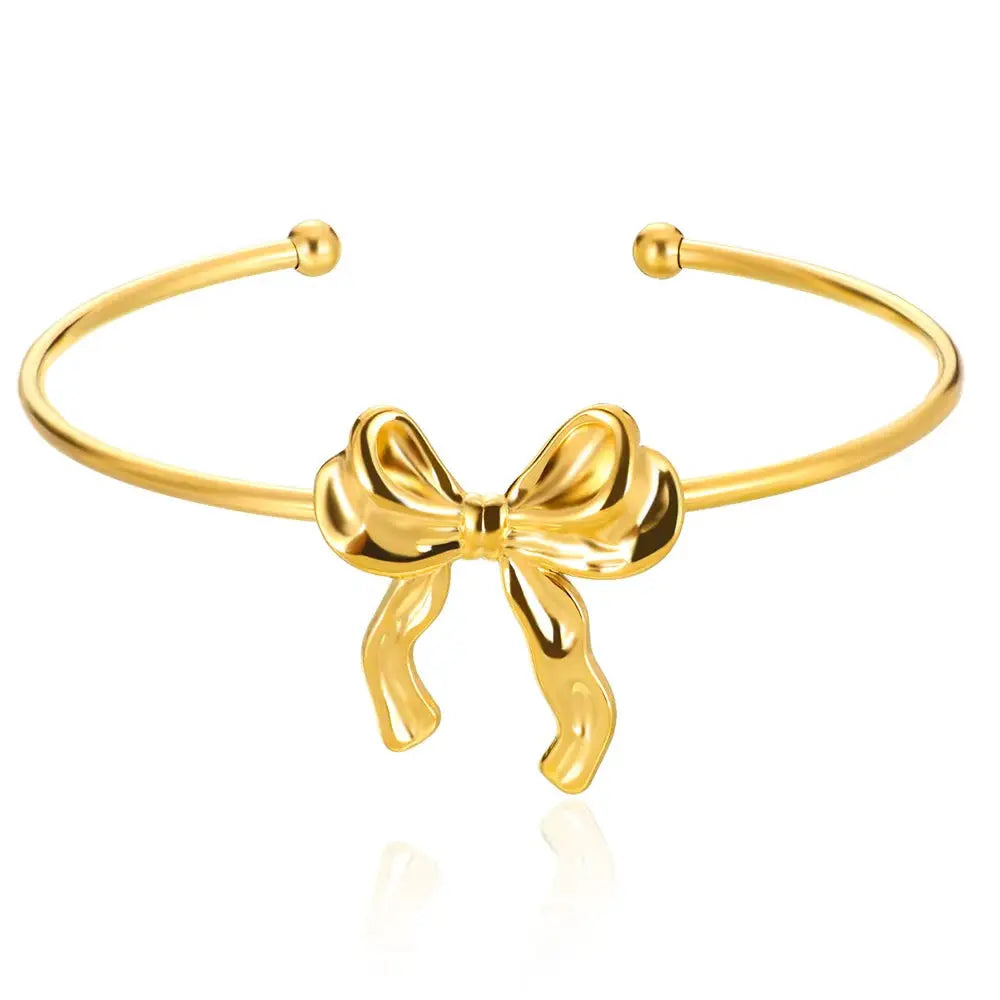 Exquisite Classic Bump Pattern Open Bangle Cuff Bracelet For Women Gold Color Stainless Steel Hand Ornament Gift